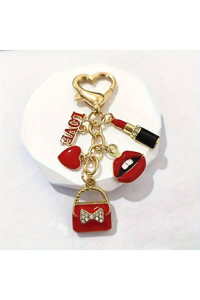 CEDAN Clutch Bag Necklaces, Lipstick and "Love" Design - Gift for Mother's Day or Valentine's Day