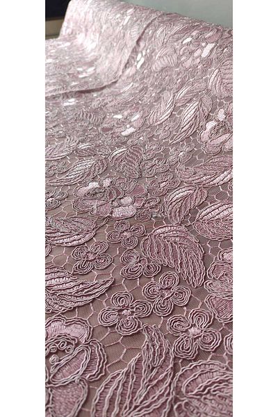 River Fabrics Guipure Fabric Leaf Pattern Pink