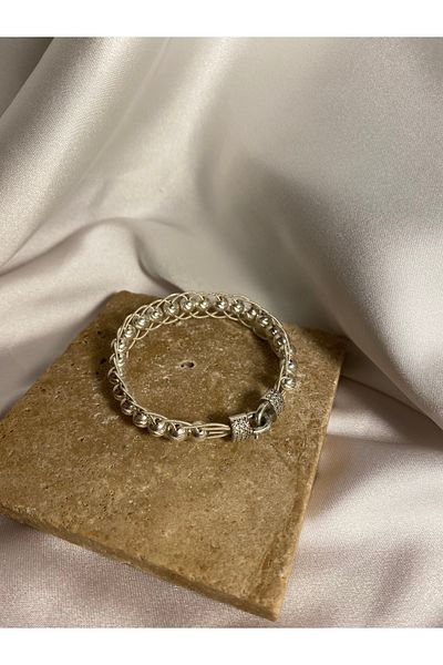 MODA 1000 Sterling Silver Hand Knitted Dorica Stone Bracelet