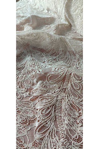 River Fabrics Guipure Fabric Palm Pattern Ecru