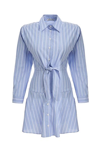 SEVİLEN Striped Tie-Up Shirt Dress
