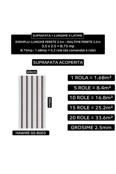HAWIRE Tapet autoadeziv 3D HAWIRE GS-8003, Waterproof, Suprafata 1.68mp, Rola 0.6x2.8m, Grosime 2.5mm