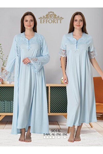 EM&FA TEKSTİL Hamile Lohusa Dantel Detaylı Sabahlık Gecelik Takımı