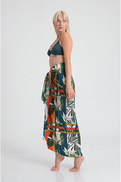 DESENİX African Breeze Patterned Pareo - 100X145 cm - Silky Chiffon & Luxury Satin Fabric Option- Beach Dress