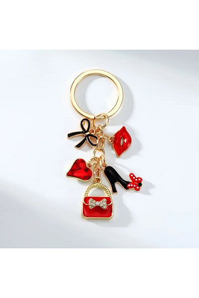CEDAN Clutch Bag Red Lips Women's Cutest Bag Accessory Keychain, Red Valentine's Day