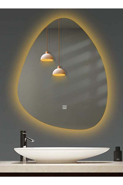 Taimi Set of 2 Irregular Mirrors Touch LED Backlight 3 Light Colors for Bathroom and Bedroom 60x40cm