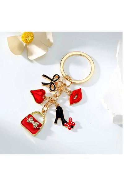 CEDAN Clutch Bag Red Lips Women's Cutest Bag Accessory Keychain, Red Valentine's Day