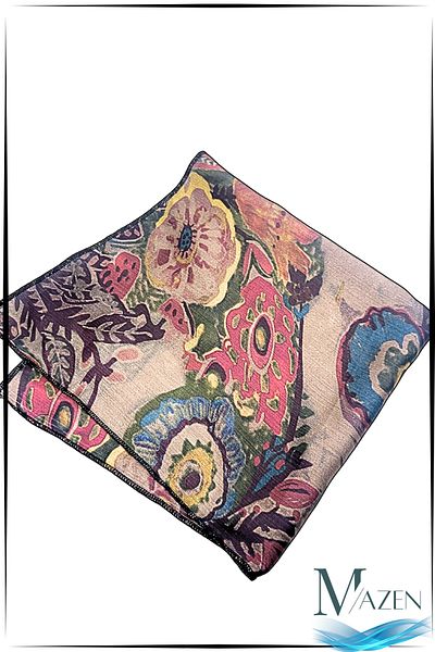 MAZEN “Women's Special Patterned Chiffon Scarf – Soft Texture, Colorful Elegance” 50X50 cm