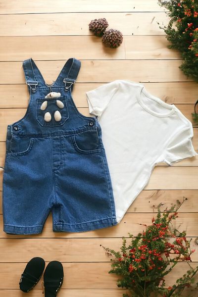 LEON CLUB Tricou de bază Salopet Teddy Bear pentru fetiță