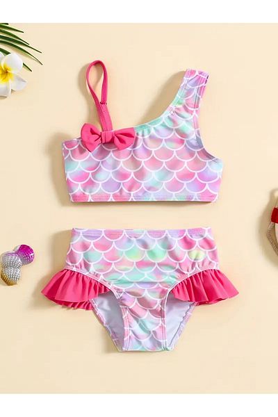 The Cloudish Shop Baby Girl Kids Swimsuit Bikini Mermaid Patterned Upf 50 / 3-4 Years
