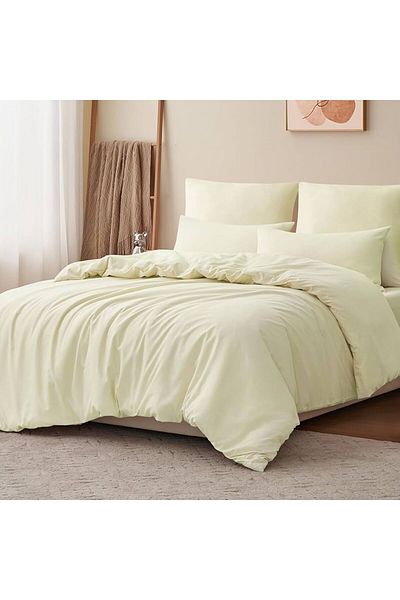 Kotonia Home Hotel Bed Sheet - 220x240 Cm, 100% Cotton, Damask Delux Satin, Vanilla
