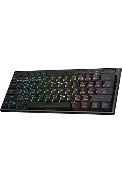 REDRAGON لوحة مفاتيح الألعاب اللاسلكية K632 Pro Noctis بإضاءة خلفية 60% RGB، بلوتوث/2.4 جيجاهرتز/سلكية، رفيعة للغاية، ثلاثية الأبعاد
