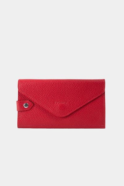Lysande 100% Real Leather Women's Wallet with Phone Card Coin Compartment Handmade Red