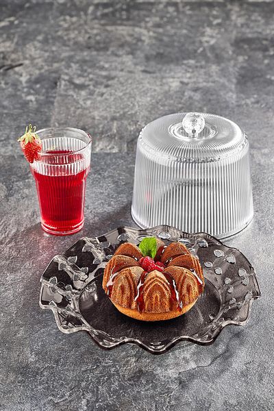 HSDemirci Acrylic Baroque Smoked Color Cake Jar & Cake Storage Container & Stylish Presentation Organizer 26 cm