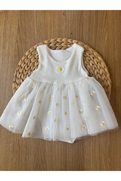 COB Papatya Detaylı Tül Bebek Body Elbise