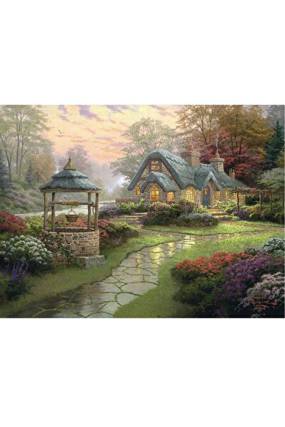 ve Tablou Canvas, Cabana ideala 11, Peisaj, Padure, Rau, 80 x 60 cm, Multicolor