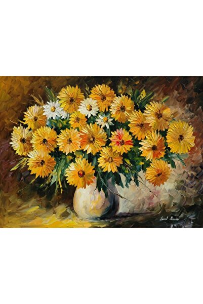 ve Tablou Canvas, Flori galbene, 80 x 60 cm, Rama lemn, Multicolor