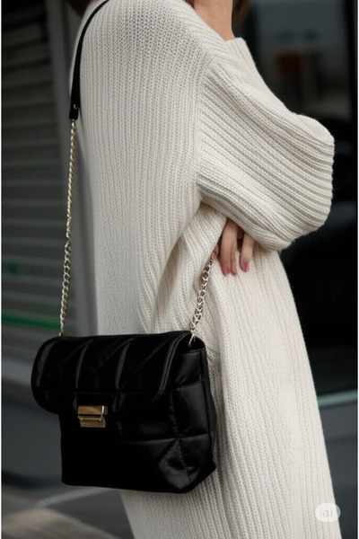 Moda West Women's Quilted Patterned Chain Strap Shoulder Bag