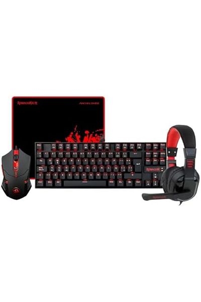 REDRAGON 4-in-1 Combo - Keyboard K552, Mouse M601 Centrophorus, Gaming Mousepad P001 Archelon, Garud