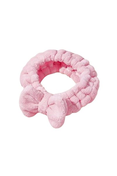 Kotonia Home Bandă de păr cosmetică, elastică, microfibră, 20 x 5 cm, roz