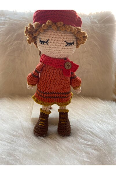 MinikbirDükkan Yaprak Kız Amigurumi Örgü Oyuncak Bebek 23 cm