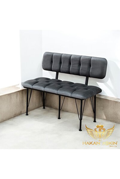 BY HAKAN AŞKIN Metal Ayaklı Metal Alt Kasalı New 2025 Sırtlı Bench Bank Füme