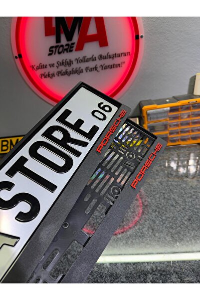 BMASTORE06 PORSCHE Enjeksiyon Baskılı Mat Plakalık (1 çift,2 adet)
