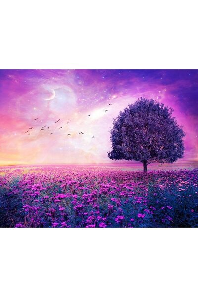 ve Tablou Canvas, Copacul indragostit, 80 x 60 cm, Rama lemn, Multicolor