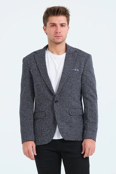 Bonesti Мъжко сако Slim Fit, тъмносиньо и бяло