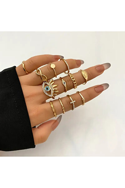 Girift Vintage مجموعة خواتم كلاسيكية مكونة من 12 قطعة على طراز بوهو