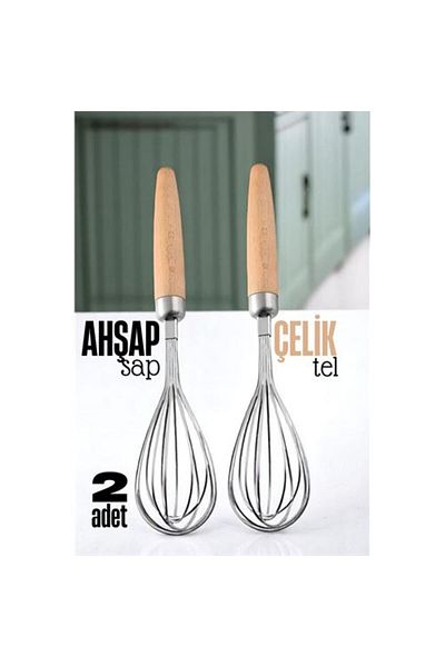 SAVA HOME COLLECTİON Steel Whisk with Wooden Handle - Egg and Sauce Whisk, Kitchen Whisk, Whisk