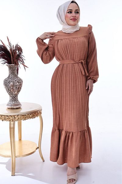 Marka Sofia Linen Pleated Dress