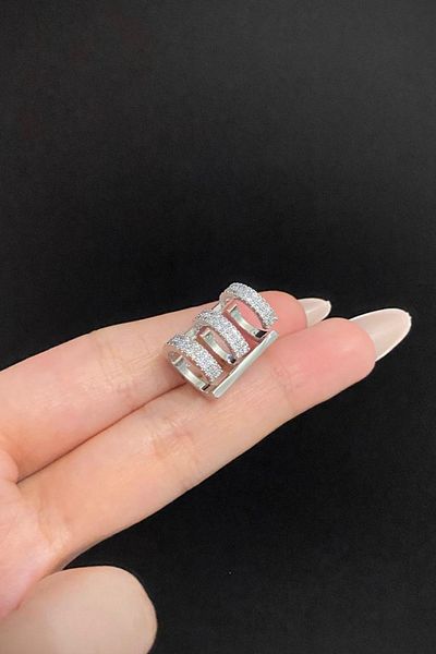 Blisse Piercing Silver Color 3 Row Look Zircon Stone Ear Cuff Cartilage Earrings – Compression, Steel, Non-Perforated
