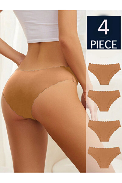 BENİMOLMALI مجموعة سراويل بيكيني مموجة قابلة للتنفس بدون خياطة مكونة من 4 سرا...