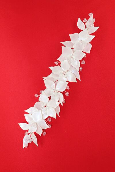 KEEBA Coroana de mireasa cu perla florala. Accesoriu pentru păr de mireasă. Accesoriu pentru păr de logodnă. Accesorii pentru păr Söz Nikah Kına