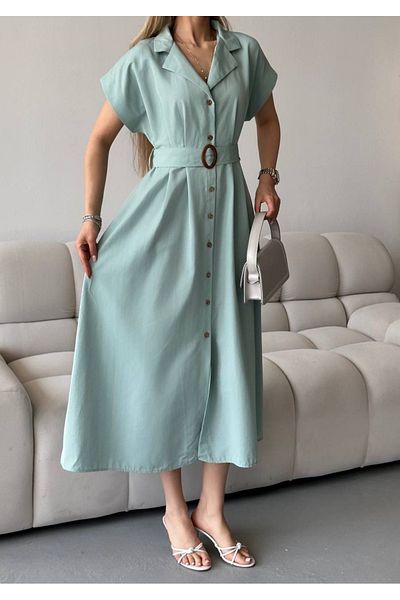 Ekim Store Rochie maxi cu curea și nasturi