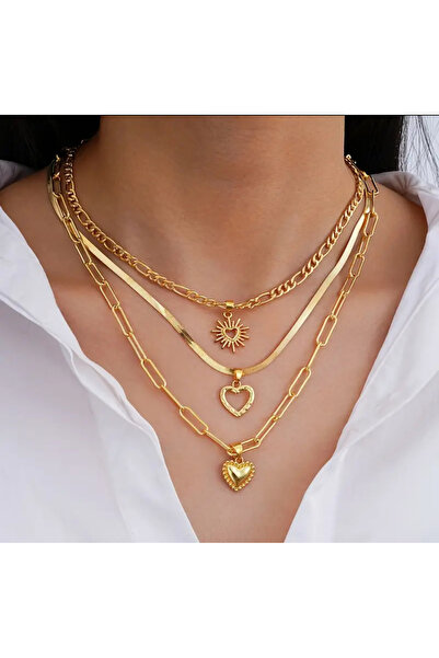Girift Vintage Alun 3-Piece Gold Heart Necklace