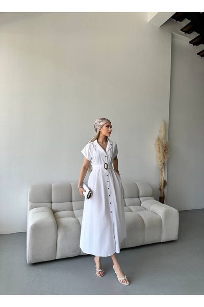 Ekim Store Rochie maxi cu curea și nasturi