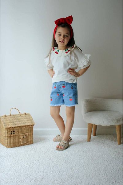 MİO Set de bluze pentru fete din denim brodat