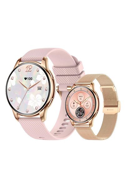 e-Wantay Smartwatch Y11, 1.32" Full HD, Bluetooth Call, AI, 100+ Sports, 2 Bracelets, IP67, Gold