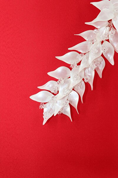 KEEBA Coroana de mireasa cu perla florala. Accesoriu pentru păr de mireasă. Accesoriu pentru păr de logodnă. Accesorii pentru păr Söz Nikah Kına