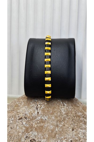 AURA Hematite Stone Natural Stone Men's Bracelet Yellow