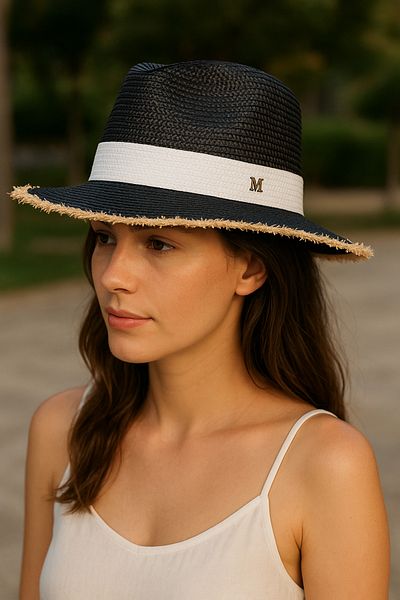 LAGRANZE Women's Straw Hat with Tassel Brim "M" Accessory Detail