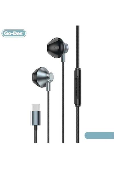 Go-Des In-Ear Headphones Type-C High Quality Sound Compatible with Samsung, Oppo, Xiaomi, Huawei & i