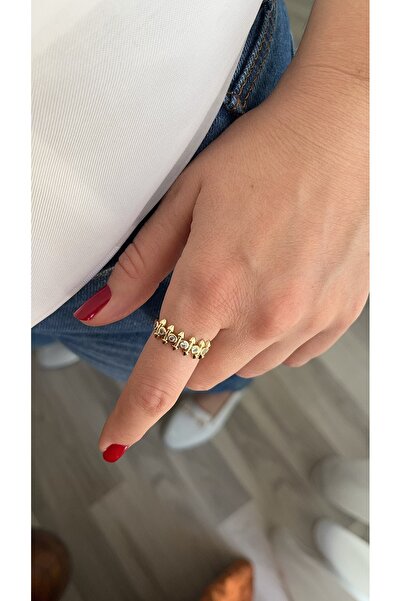 shesra Çivi detay zirkon taşlı 14k rengi yüzük