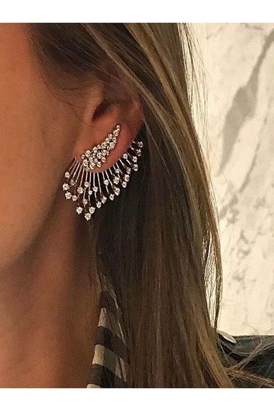 H&S AKSESUAR Design Feather Figured Stone Tragus Earring