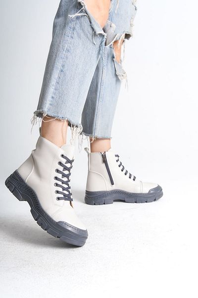 Joy Ayakkabı BLOOM Lace Up Zipper Orthopedic Sole Γυναικείες Μπότες GT - Κρέμα