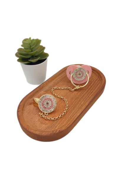 Serap Yılmaz Sahi Kaplama Kristal Taşlı Silikon Damaklı Bebek Emzik Seti (0-6...