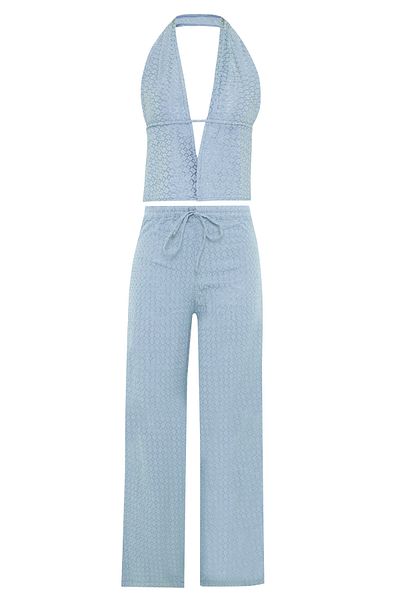 AQUELLA Σετ παντελονιού με υφή Baby Blue Bustier