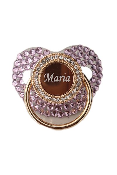 Serap Yılmaz Sahi Isimli Pembe Zirkon Taşlı Silikon Damaklı Bebek Emzik (0-6 Ay) - TYSYSH0146